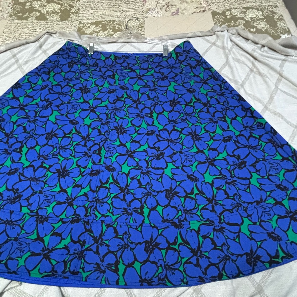 Lane Bryant Blue Midi A-Line Skirt for Work - Picture 3 of 6